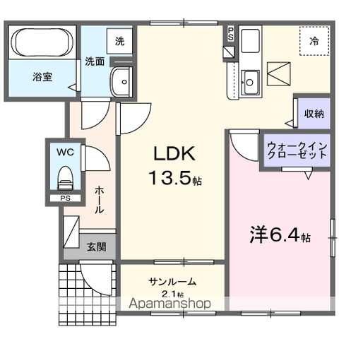 オークガーデン Ⅰ(1LDK/1階)の間取り写真