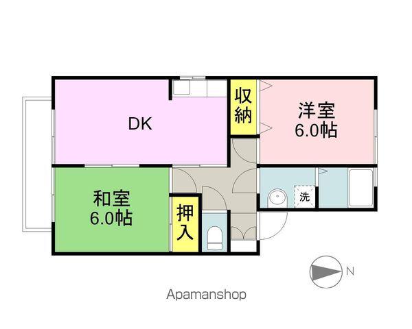 リトル・ウィング A棟(2DK/2階)の間取り写真