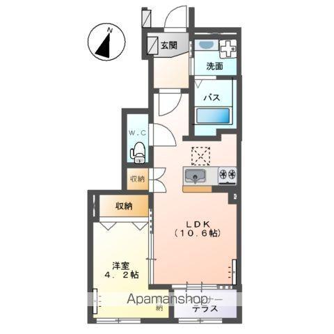 パレスコート トーケン(1LDK/1階)の間取り写真