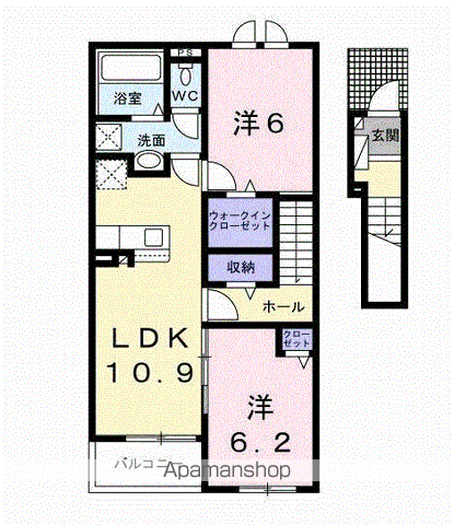ナチュラル カーサ Ⅱ(2LDK/2階)の間取り写真