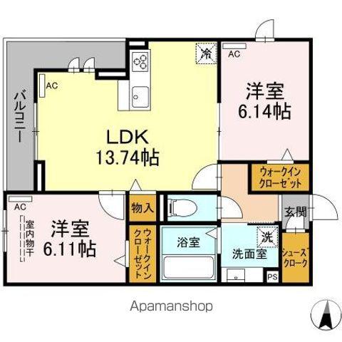 クープレット石川橋(2LDK/3階)の間取り写真