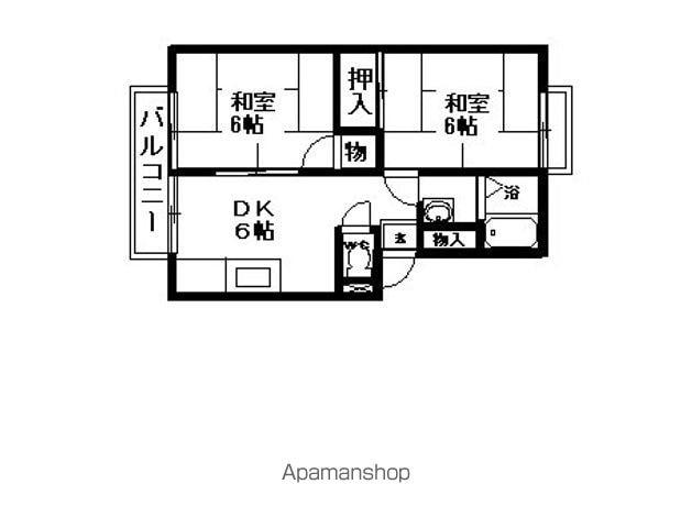 ハイツ大沢Ⅰ・Ⅱ(2DK/2階)の間取り写真