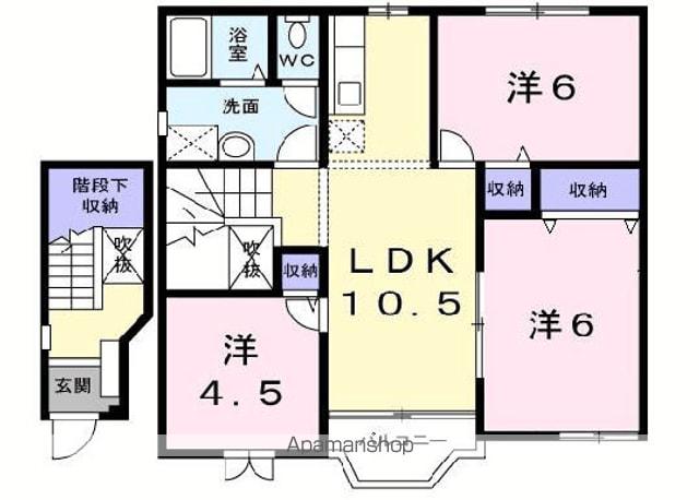 ジャン・ピュール2(3LDK/2階)の間取り写真