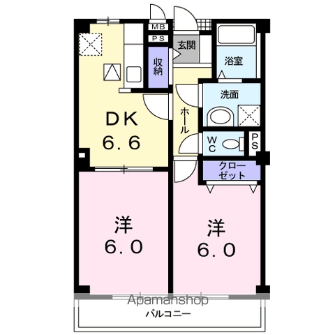 ブランドール(2DK/1階)の間取り写真