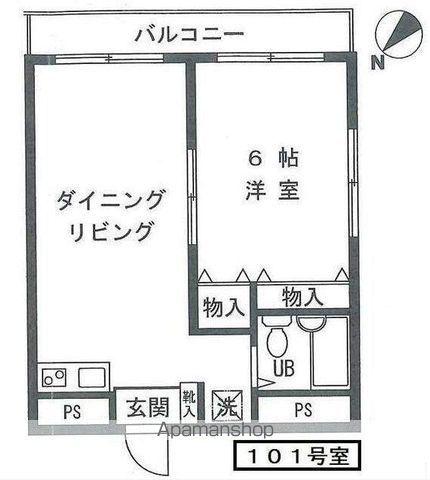 ピュアスプリング根岸(1LDK/1階)の間取り写真