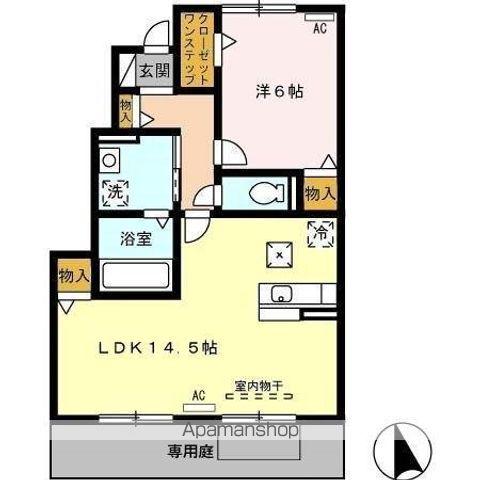 セジュール三松 B(1LDK/1階)の間取り写真