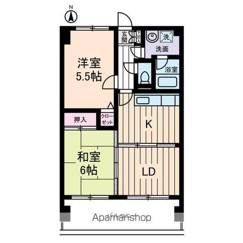 新佐川ビル(2LDK/4階)の間取り写真