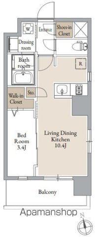 ドゥーエ仙台イースト3(1LDK/4階)の間取り写真