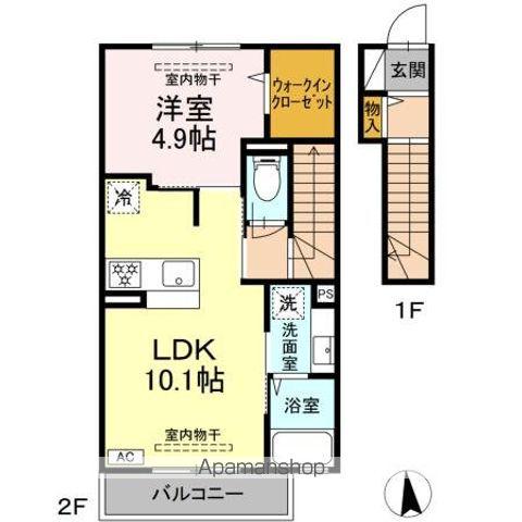 ヴィラクレストVII(1LDK/2階)の間取り写真