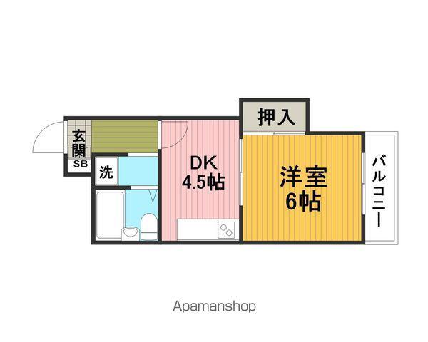 ハイツオーキタ庄内(1DK/6階)の間取り写真