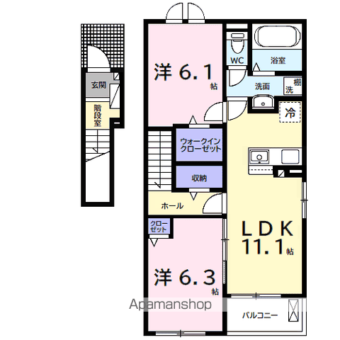 ウルルⅠ(2LDK/2階)の間取り写真