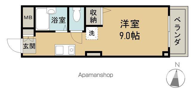 グランディ楽々園(ワンルーム/2階)の間取り写真