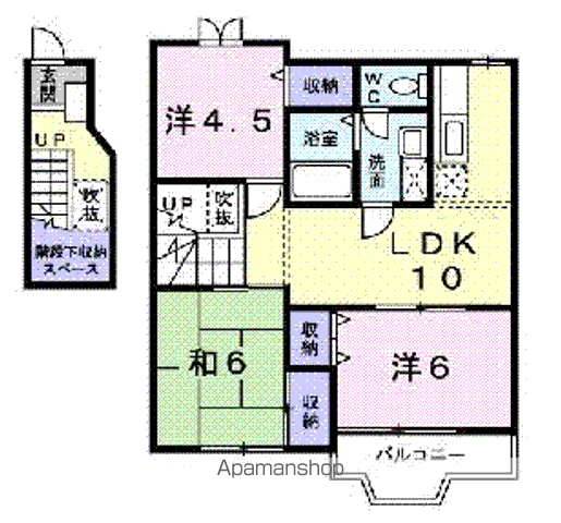 ウエストユーA棟(3LDK/2階)の間取り写真