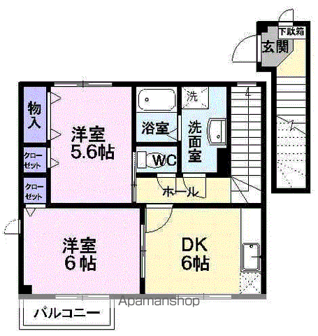 メゾン・ド・リュエル(2DK/2階)の間取り写真