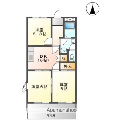 エクセリーヌK-1(3DK/1階)の間取り写真