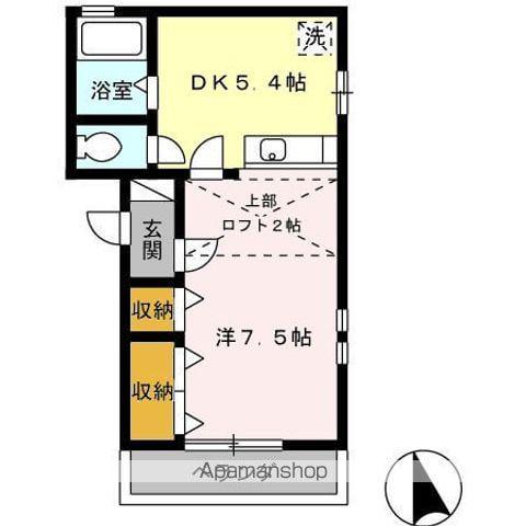 ハイツ夷山(1DK/2階)の間取り写真