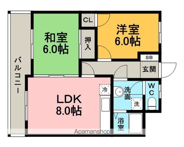 キャッスル泉屋Ⅱ(2DK/3階)の間取り写真