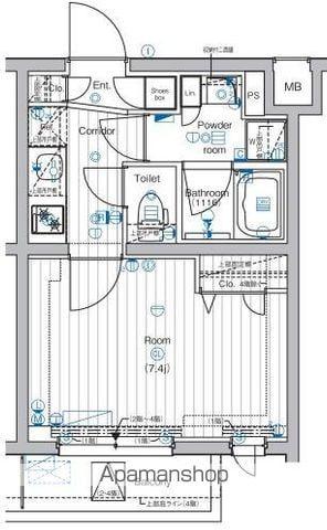 PREMIUM CUBE 中野(1K/2階)の間取り写真