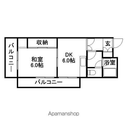 丸洋ビル(2K/4階)の間取り写真