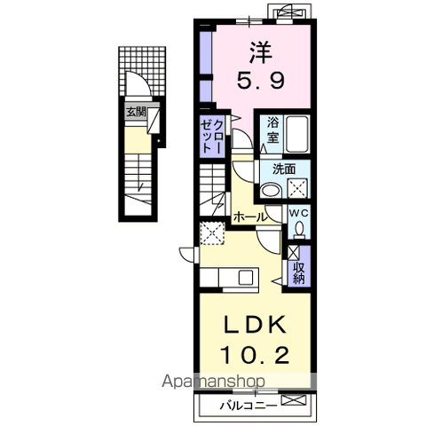 ラフォーレ足利Ⅱ(1LDK/2階)の間取り写真