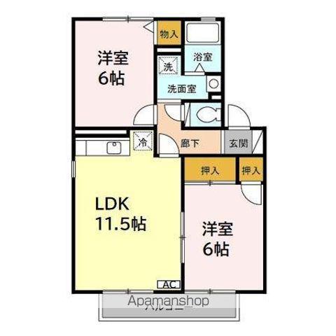 フラッターM(2LDK/2階)の間取り写真