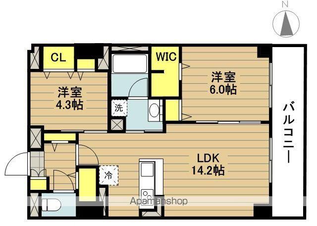 PEACE戸田(2LDK/13階)の間取り写真