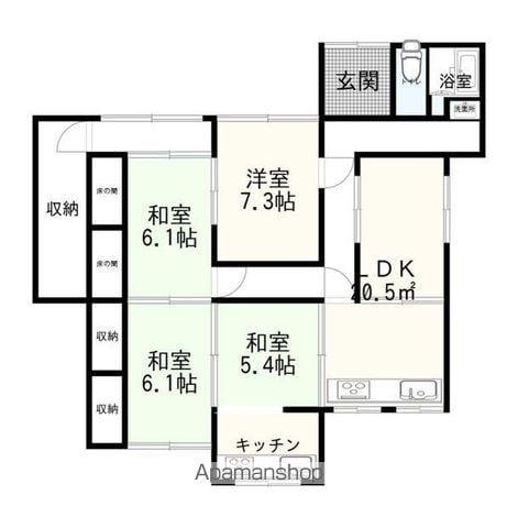 関西本線 木津駅(京都) 徒歩27分 1階建 築55年(4LDK)の間取り写真