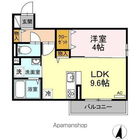 DーROOMグランシャリオ(1LDK/2階)の間取り写真