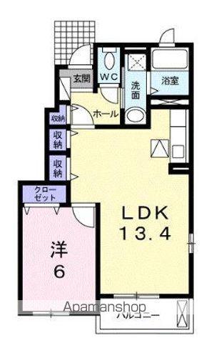 アスランリバーウエストA(1LDK/1階)の間取り写真