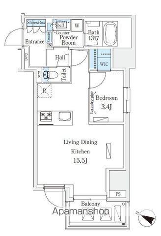 URBAN BREEZE 恵比寿(1LDK/12階)の間取り写真