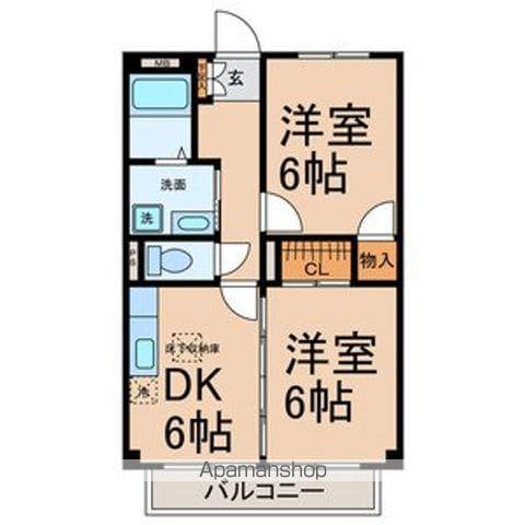 メゾンプチシャトー出口B館(2DK/1階)の間取り写真