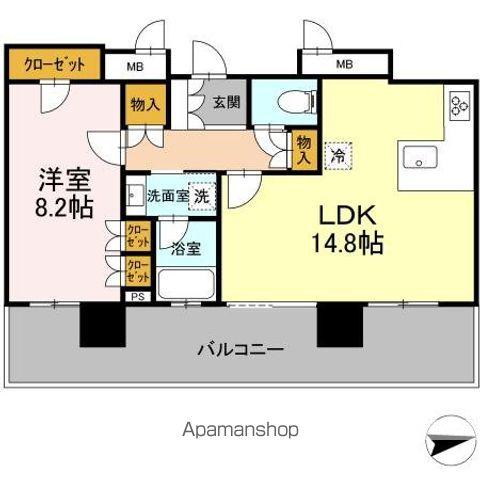 Dグラフォート ザ・タワー郡山(1LDK/8階)の間取り写真