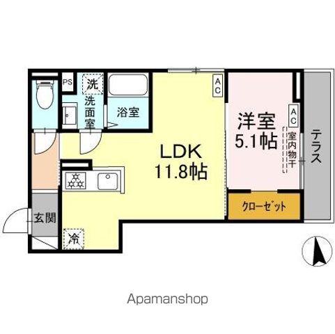 トリシア居町(1LDK/1階)の間取り写真