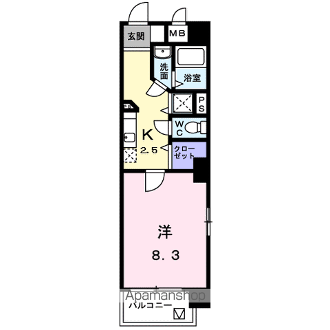 アドレス西町(1K/6階)の間取り写真