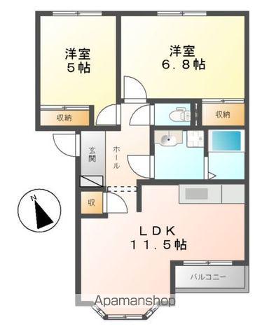 リバーサイド中川原(2LDK/2階)の間取り写真