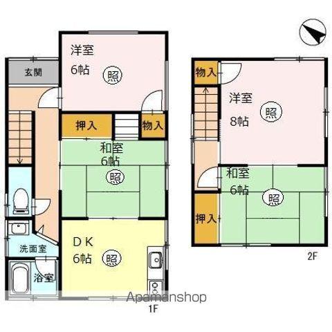 福井県福井市 2階建 築33年(4DK)の間取り写真