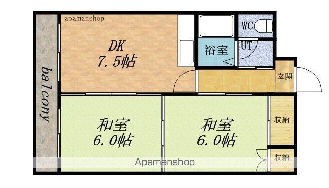 富岡レジデンス(2LDK/5階)の間取り写真