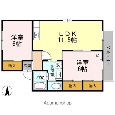 セジュール住吉Ⅱ(2LDK/1階)の間取り写真