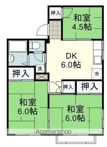 グリーンハイツ清水A(3DK/2階)の間取り写真
