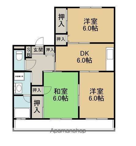 メゾン岩渕(3DK/1階)の間取り写真