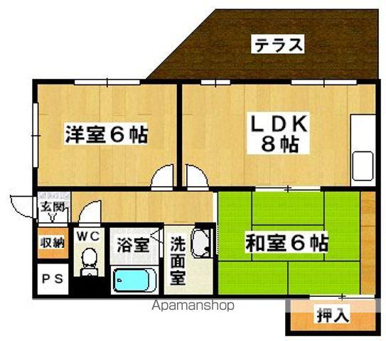 エスポワールイワタ2(2DK/1階)の間取り写真