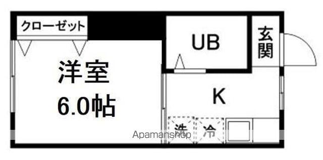 ピースフル仙台駅北(1K/2階)の間取り写真
