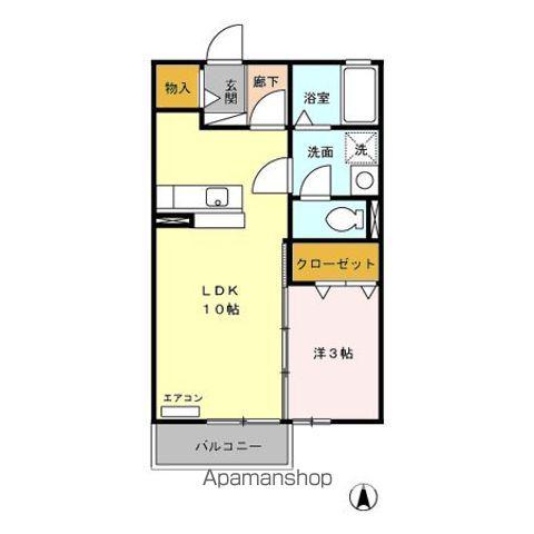 リビングタウン榎戸 C棟(1LDK/2階)の間取り写真