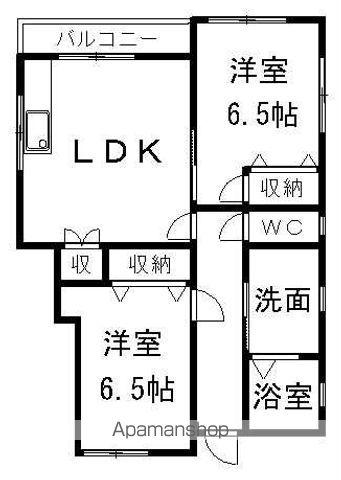 リッチヒルズ月が丘Ⅱ(2LDK/1階)の間取り写真