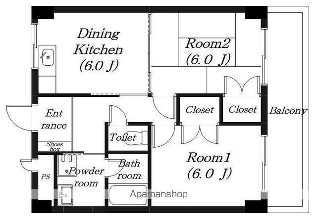 ハイツアムール(2DK/1階)の間取り写真
