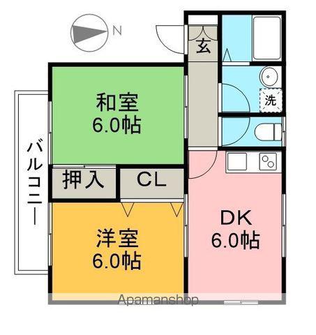 ヒロハイツⅡ(2DK/1階)の間取り写真