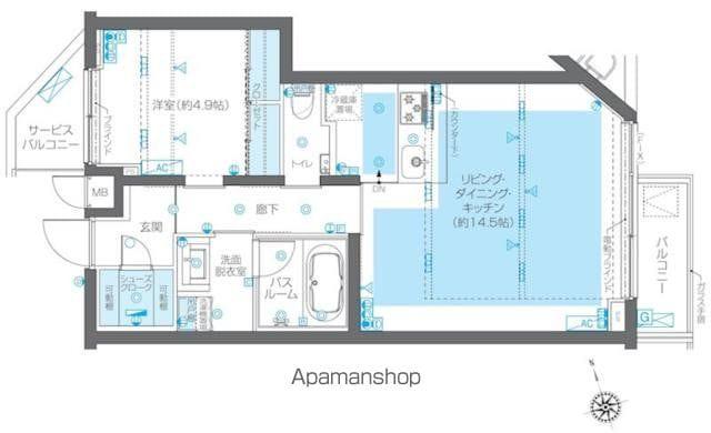 ZOOM広尾(1LDK/5階)の間取り写真