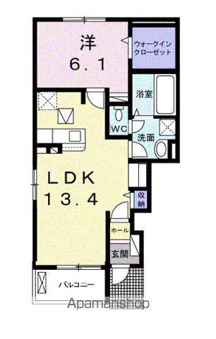 サンテラス中央Ⅱ(1LDK/1階)の間取り写真