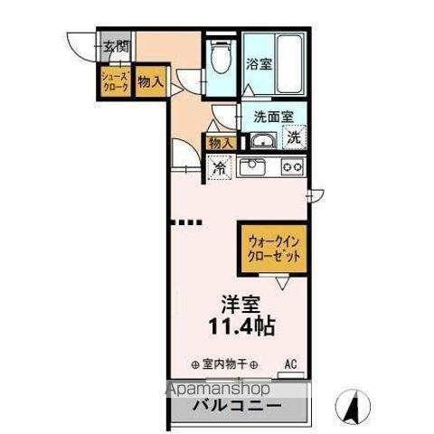 ワイズコート松鴻(ワンルーム/1階)の間取り写真