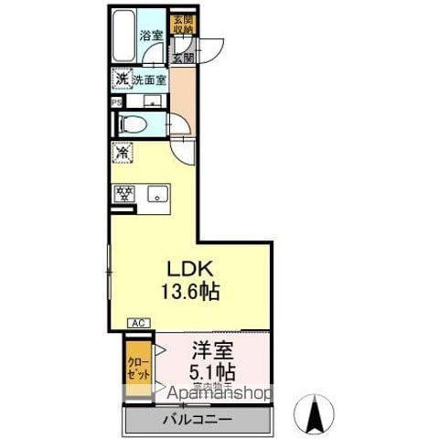 ヴィラ アンムート赤堤(1LDK/2階)の間取り写真